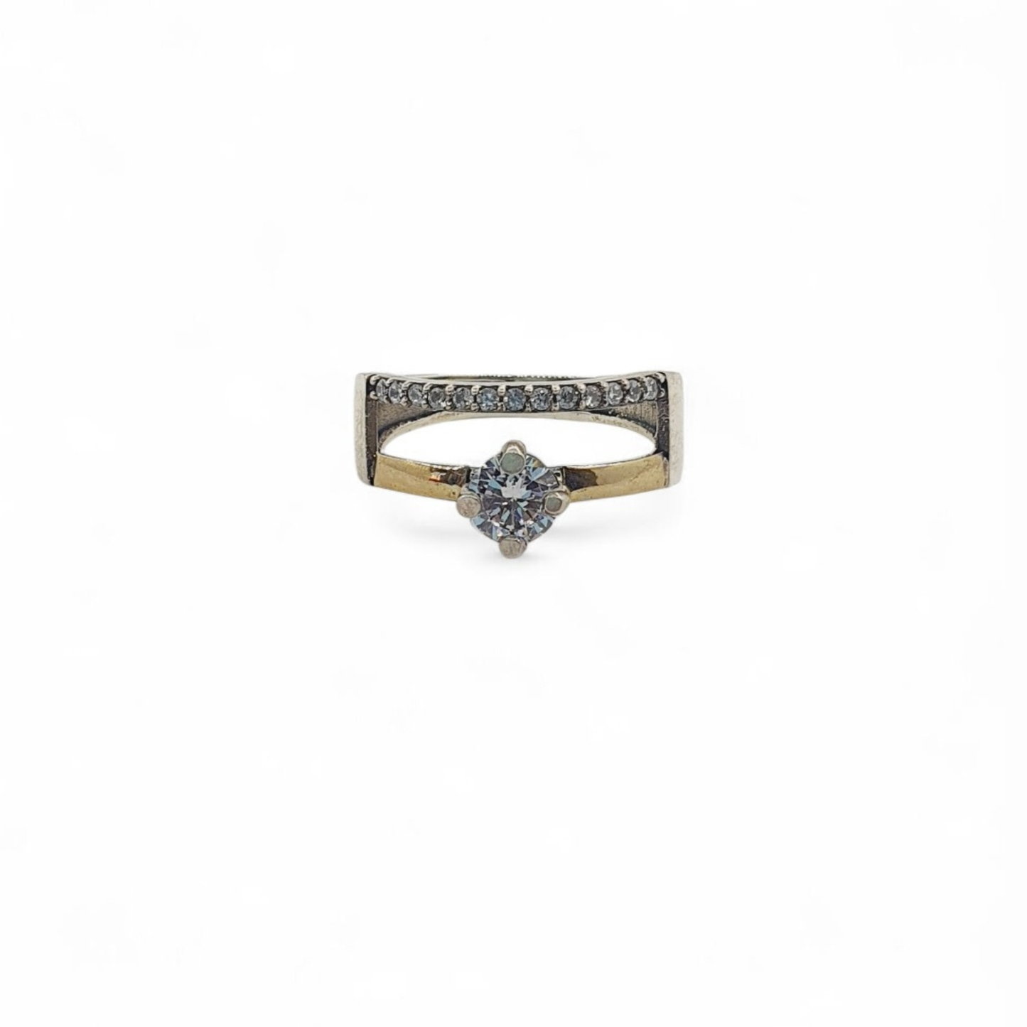 Anillo de Plata 925 y Oro con Circon Blanco