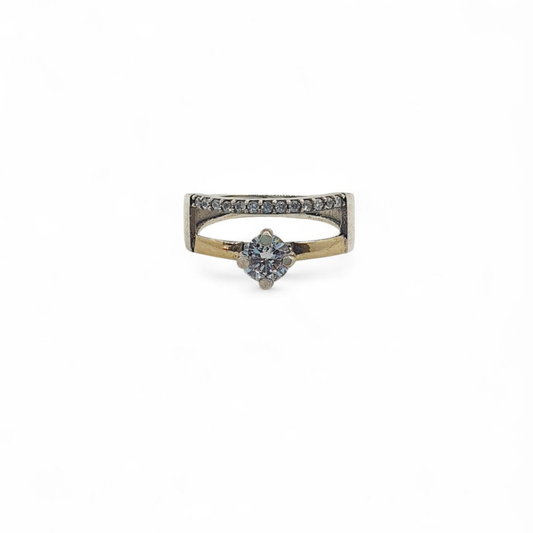 Anillo de Plata 925 y Oro con Circon Blanco