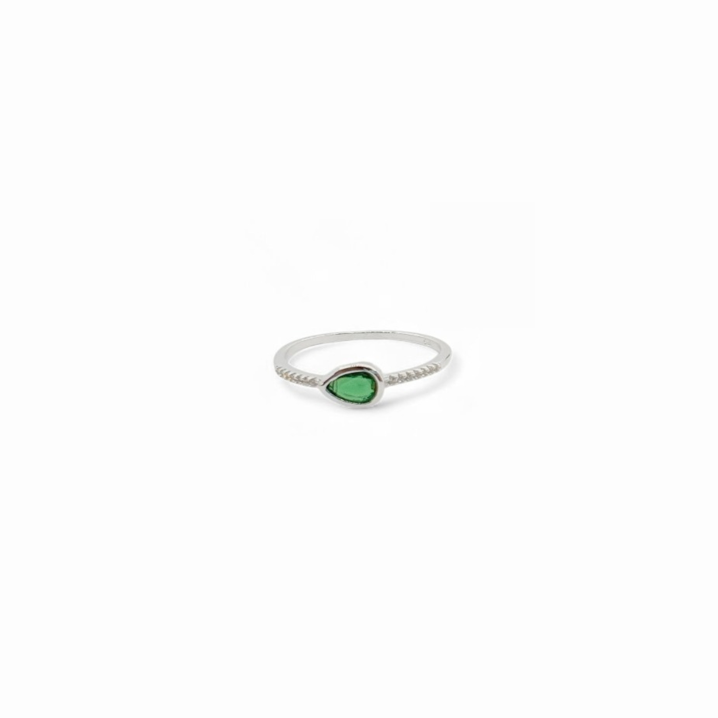 Anillo de Plata Italiana 925 con Circonita en Forma de Gota