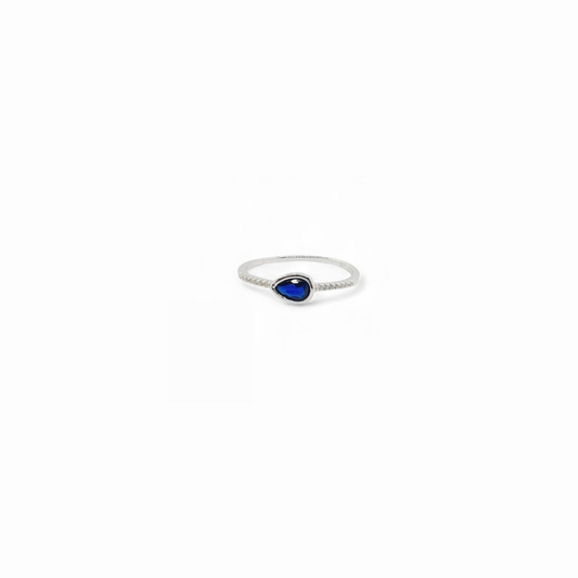 Anillo de Plata Italiana 925 con Circonita en Forma de Gota