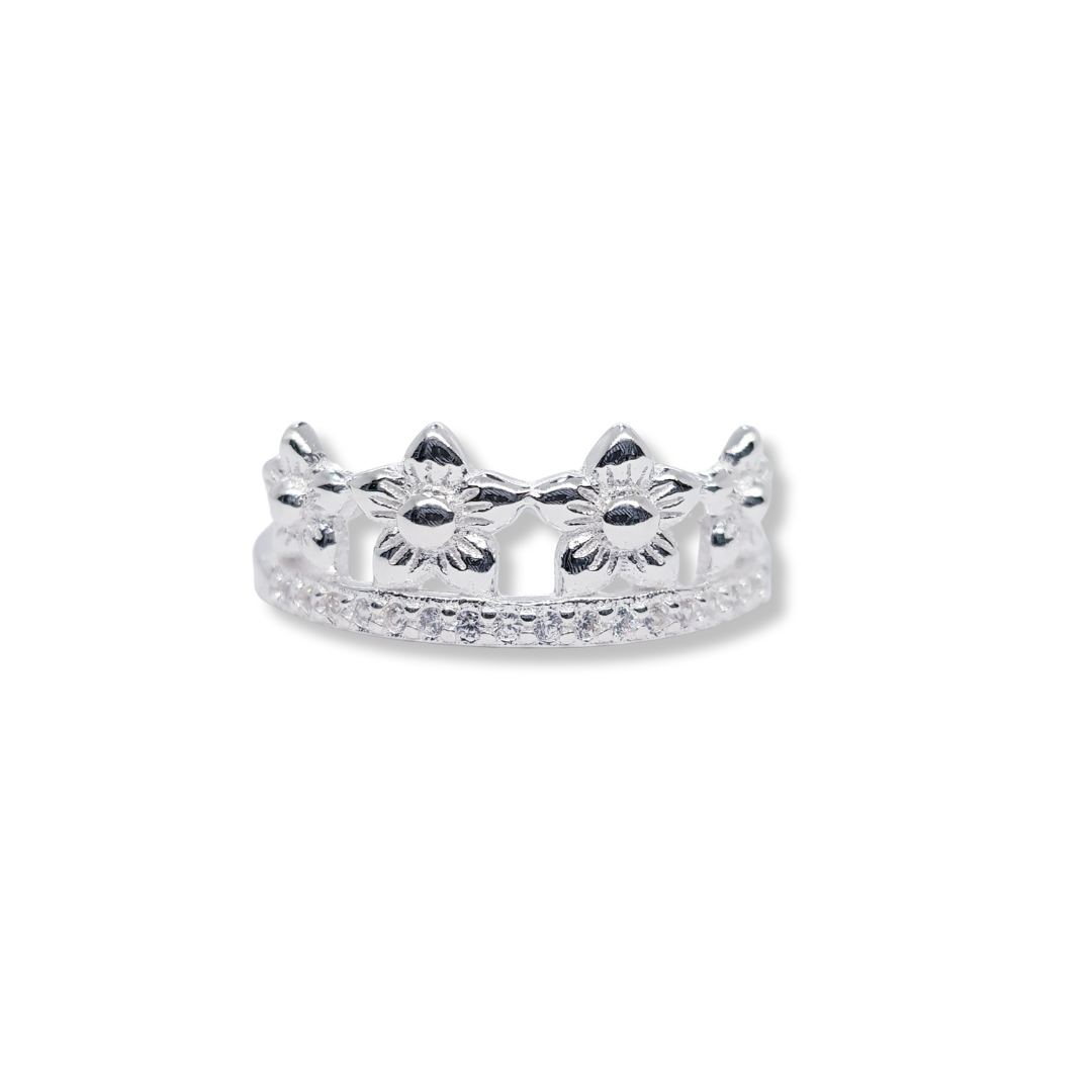 ANILLO CORONA FLORAL CON CIRCONES