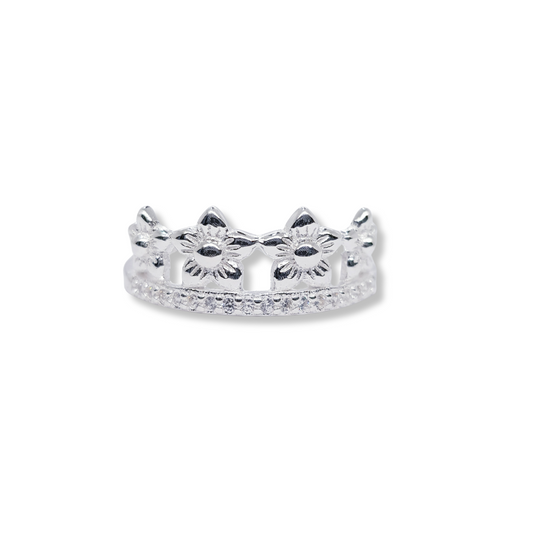 ANILLO CORONA FLORAL CON CIRCONES