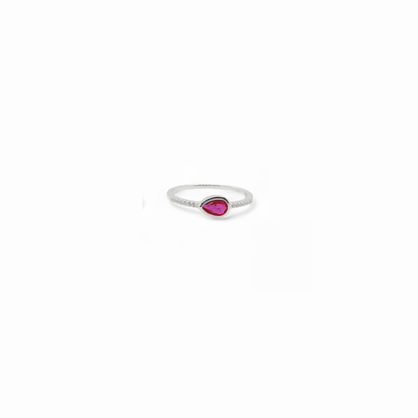 Anillo de Plata Italiana 925 con Circonita en Forma de Gota