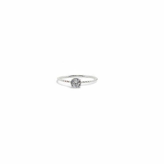 Anillo de Plata Italiana 925 con Circonita en Forma Circulo