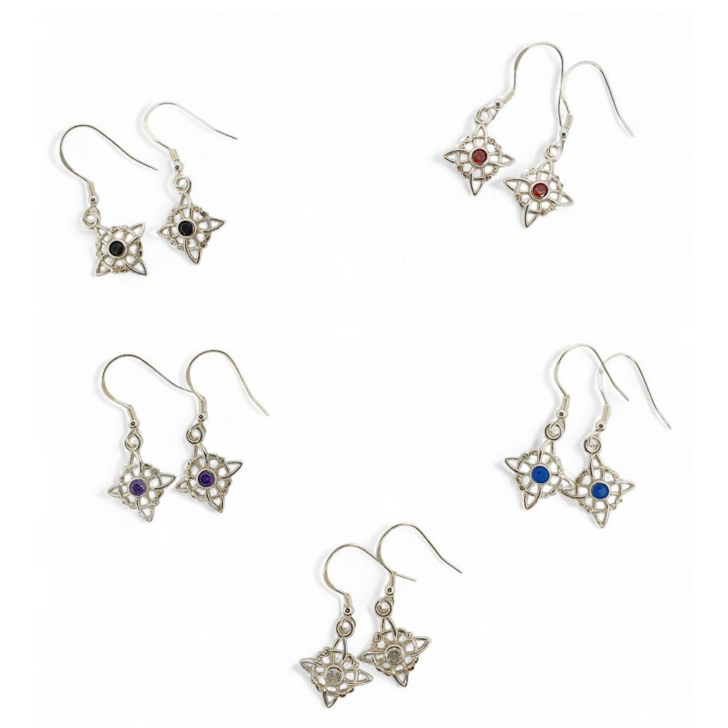 Aros Nudo de Brujas con Zirconia de Colores