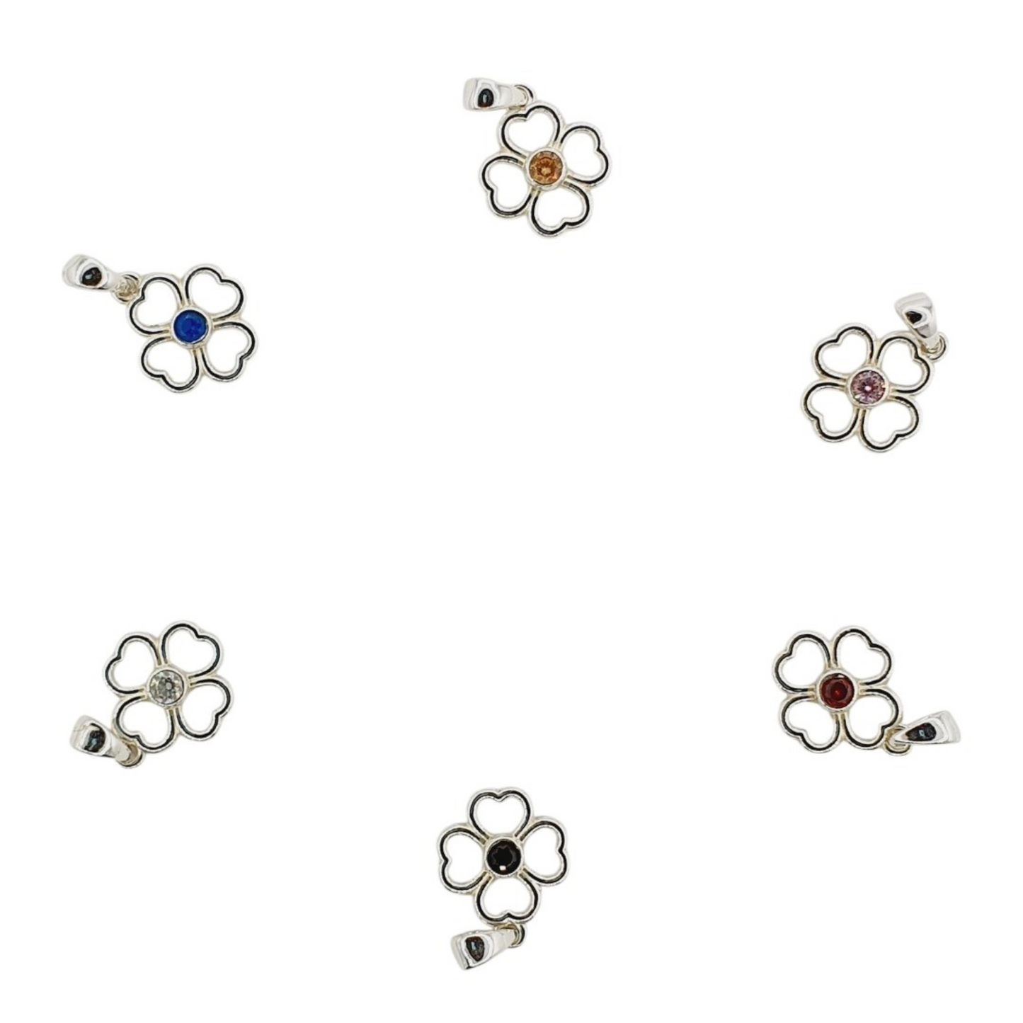 Colgantes Flor con Zirconia de Colores