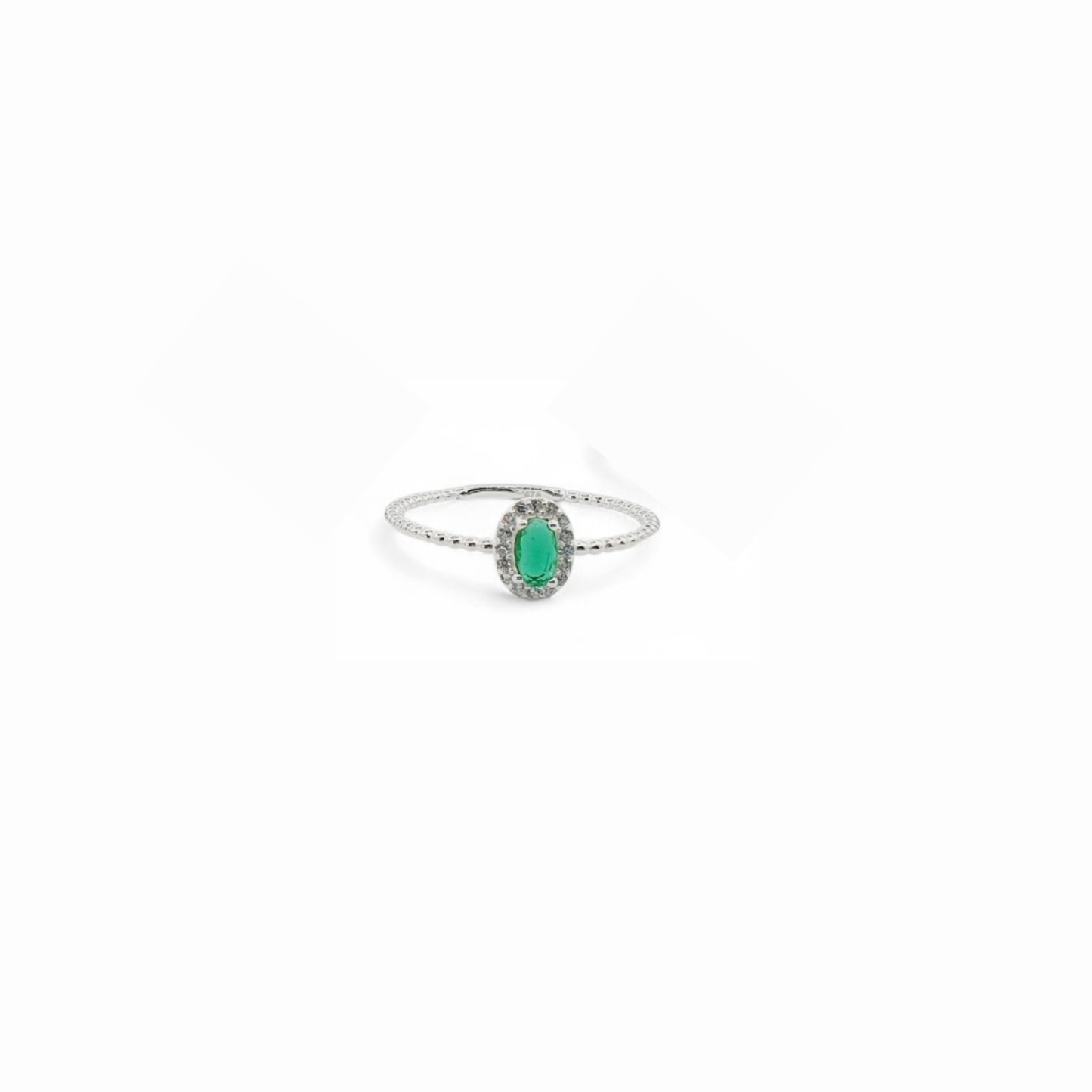 Anillo de Plata Italiana 925 con Circones en Forma Ovalada