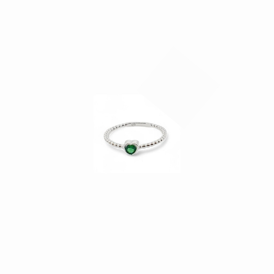Anillo de Plata Italiana 925 con Circonita en Forma de Corazón