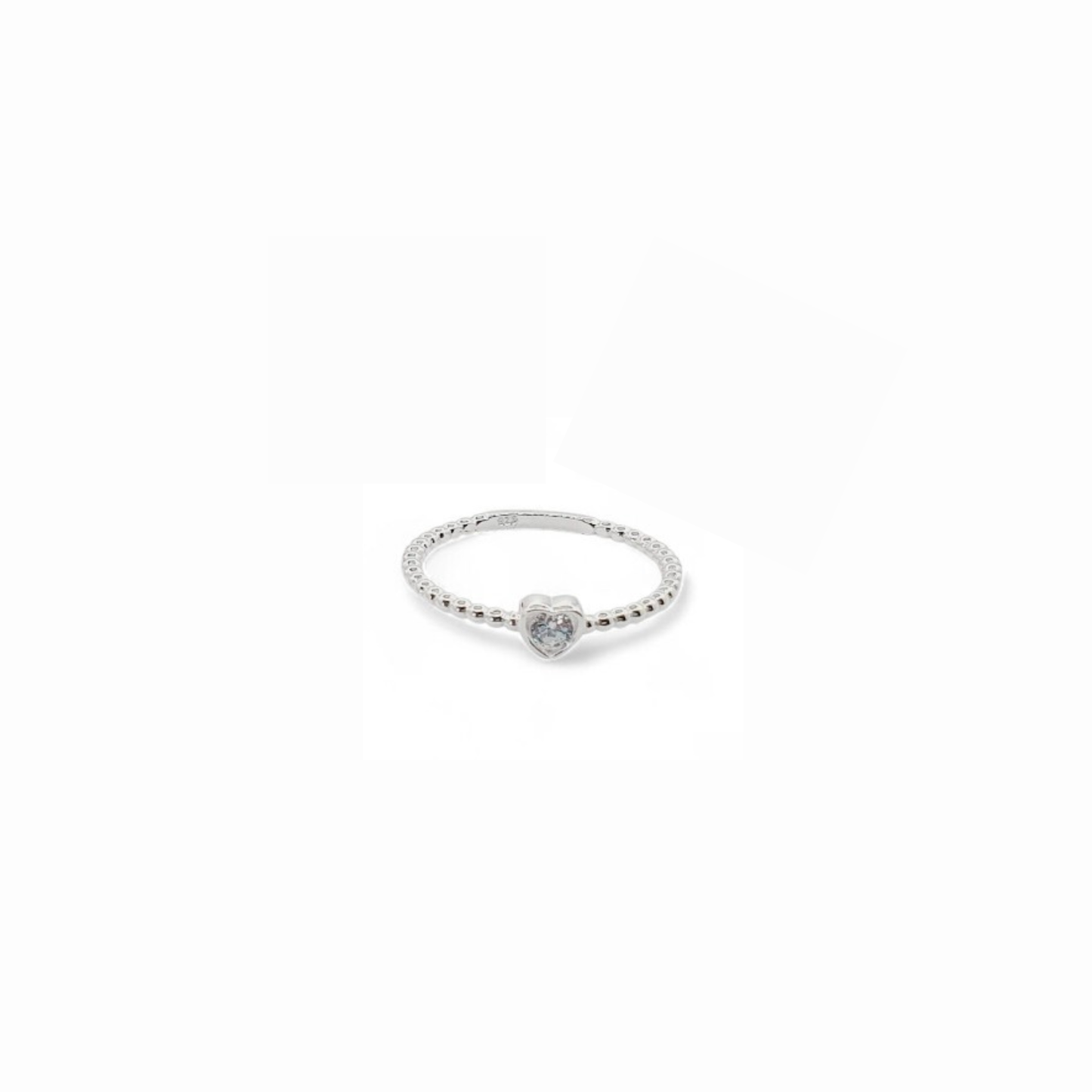 Anillo de Plata Italiana 925 con Circonita en Forma de Corazón