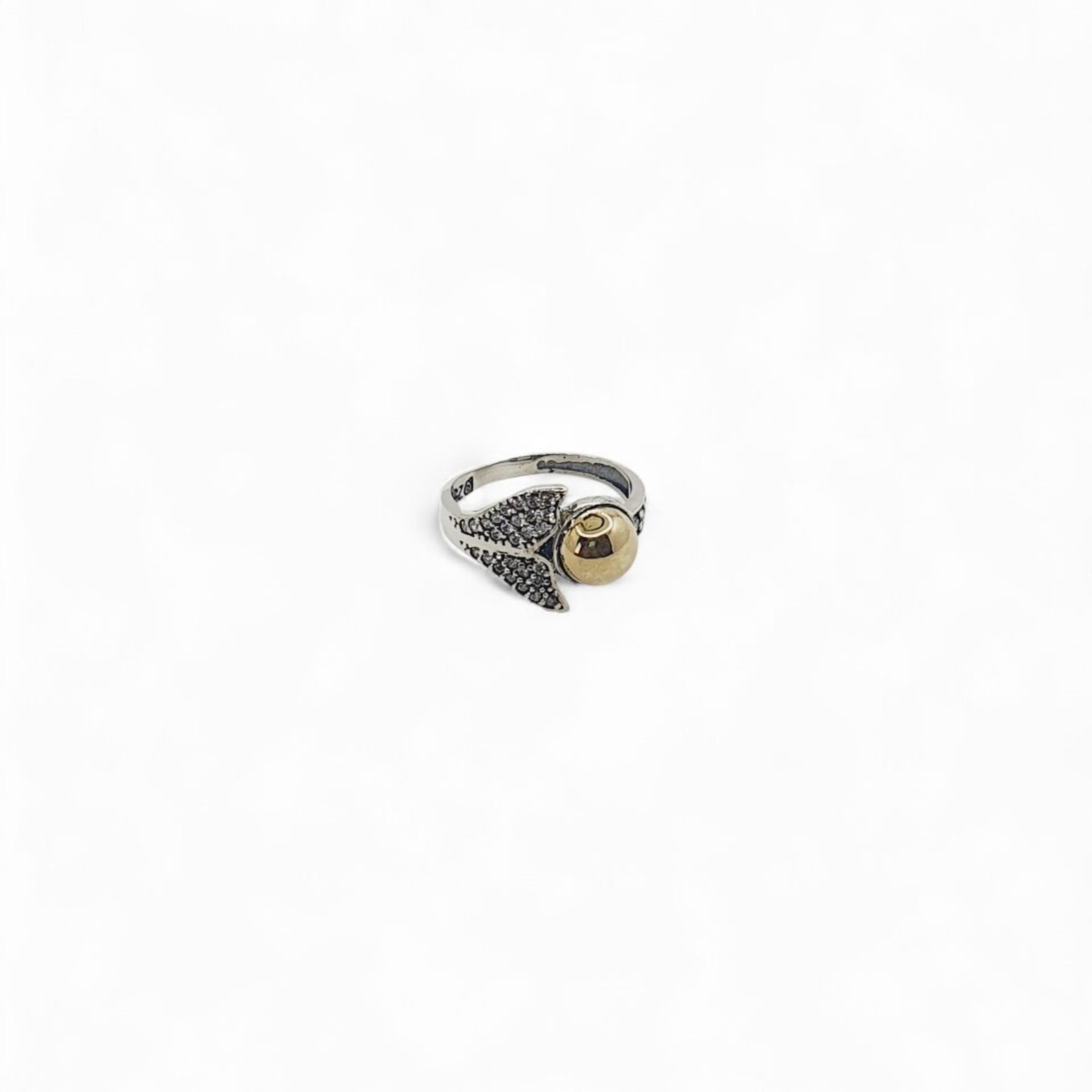 Anillo Sirena Plata con Oro y Circones