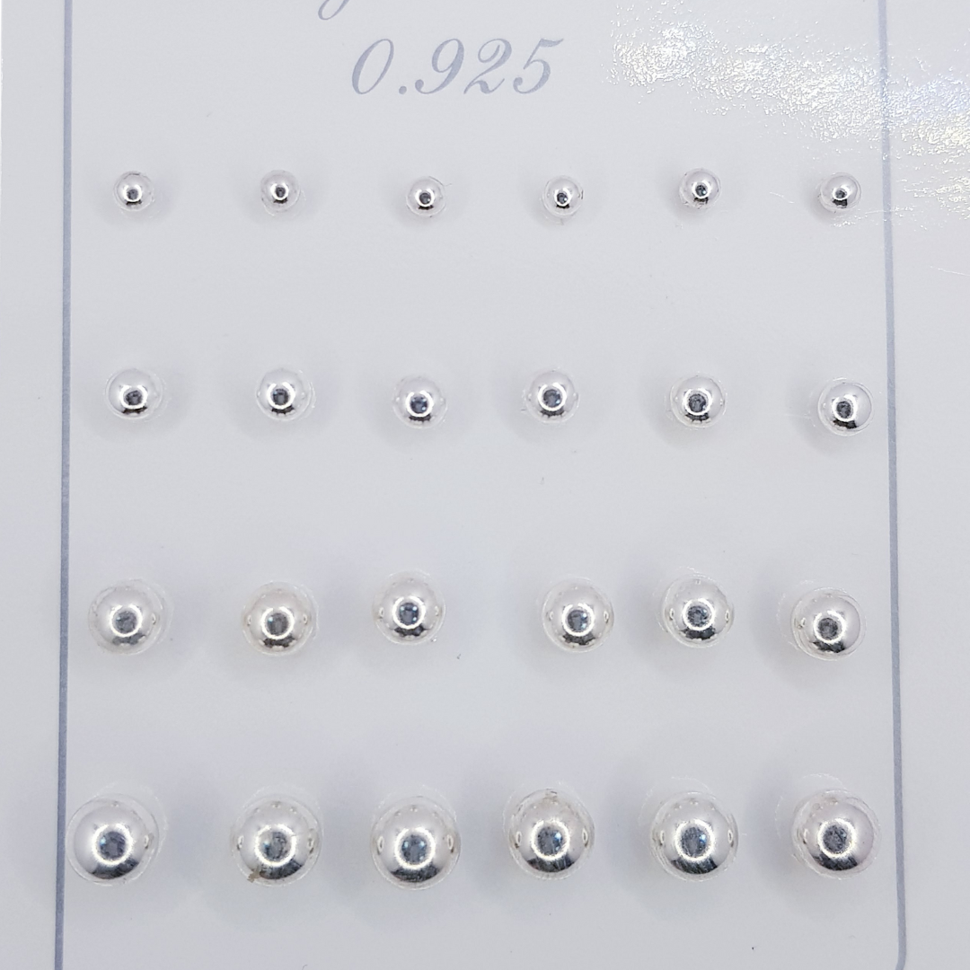 SET DE AROS BOLITAS DE PLATA 925(COMPLETO)