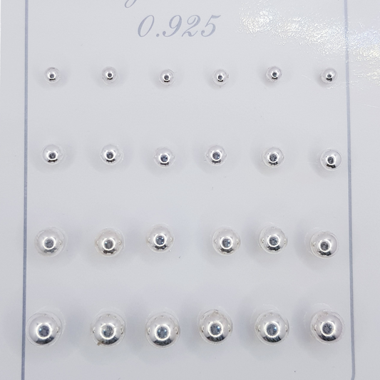 SET DE AROS BOLITAS DE PLATA 925(COMPLETO)