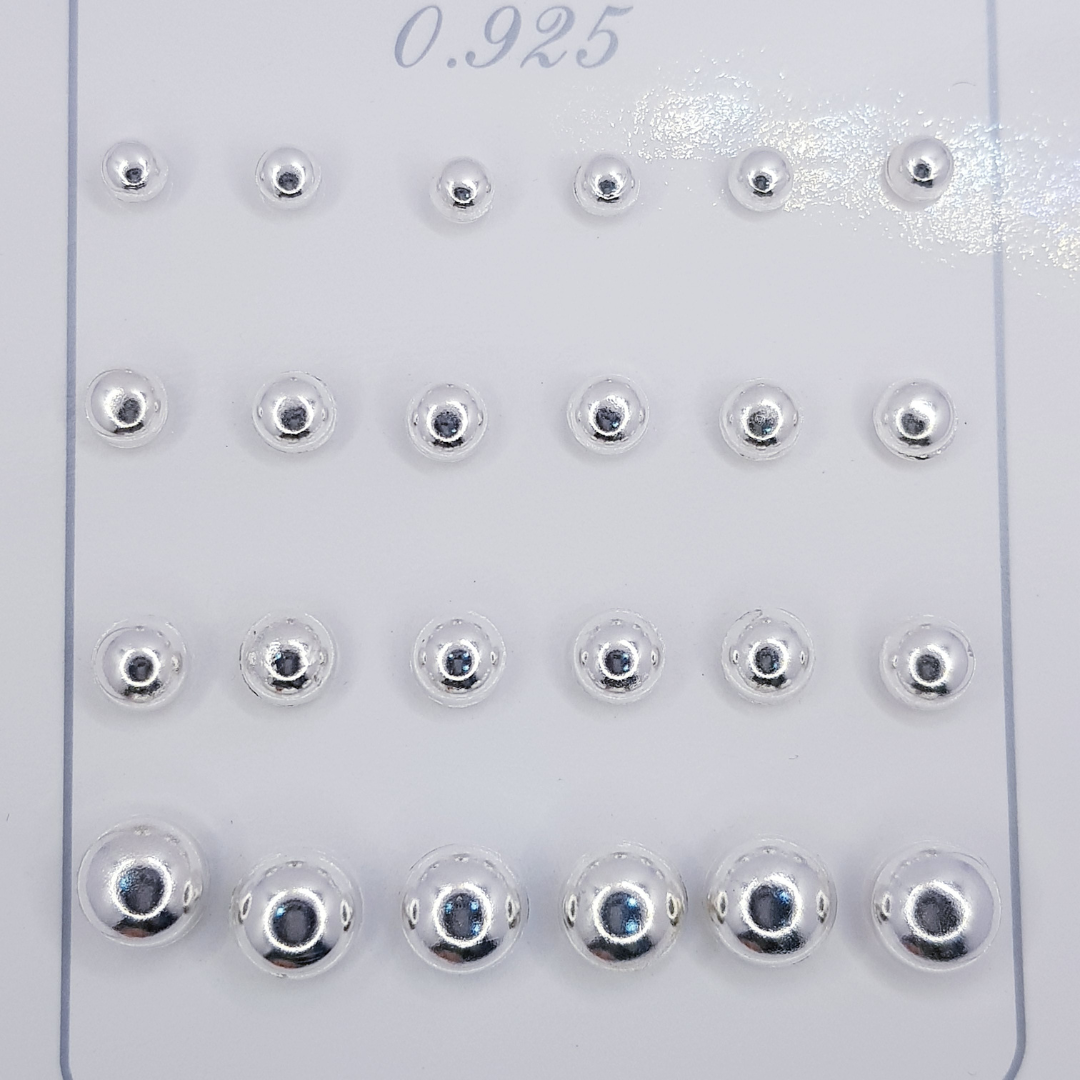 SET DE AROS BOLITAS MITAD DE PLATA 925