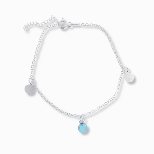 PULSERA DE PLATA CON DIJES CIRCULARES MATE