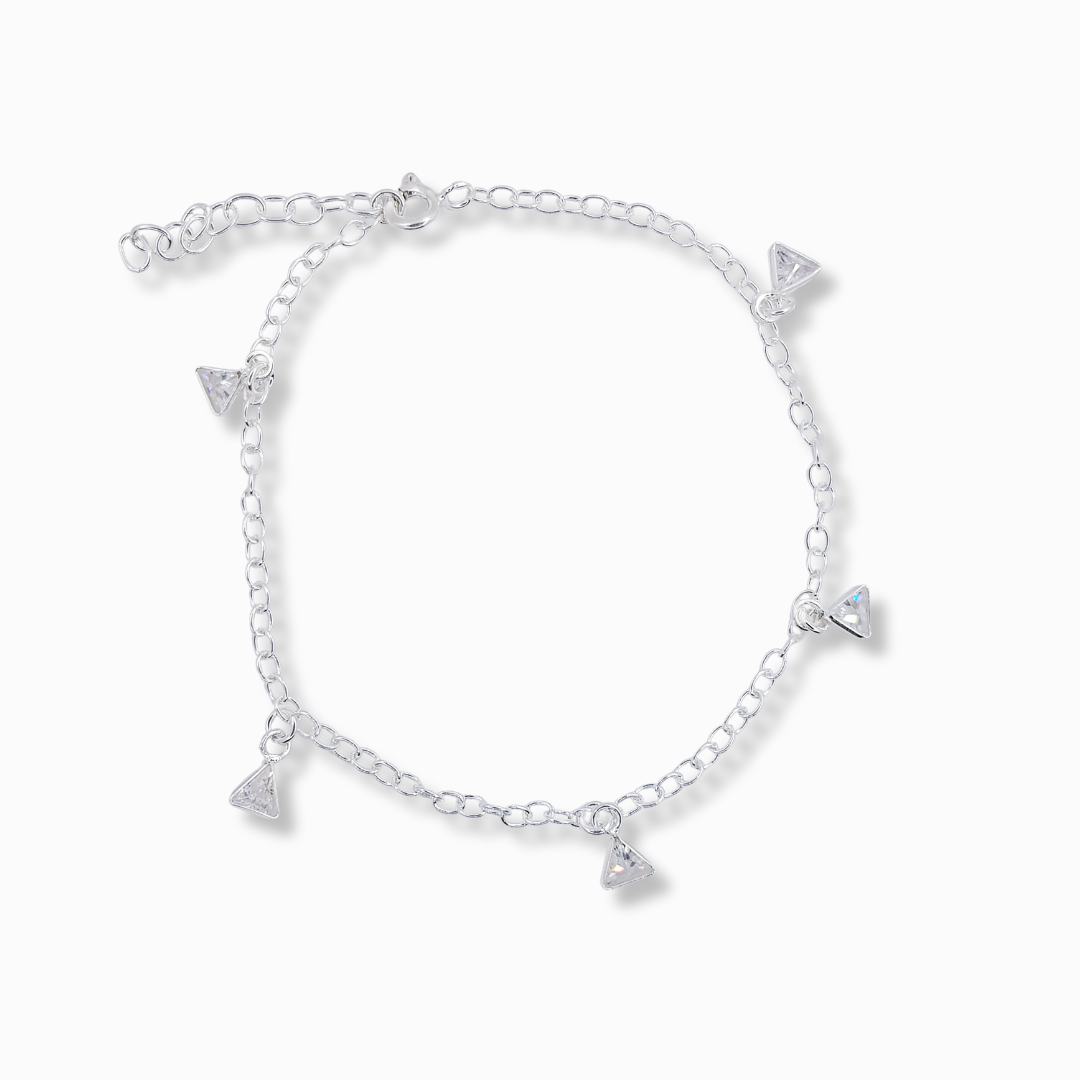 PULSERAS DE PLATA CON CIRCONES FORMA DE TRIANGULO