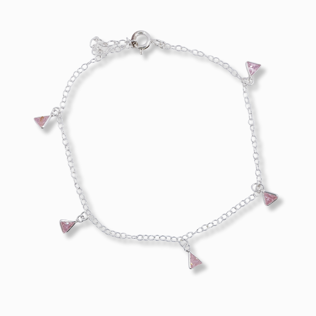 PULSERAS DE PLATA CON CIRCONES FORMA DE TRIANGULO