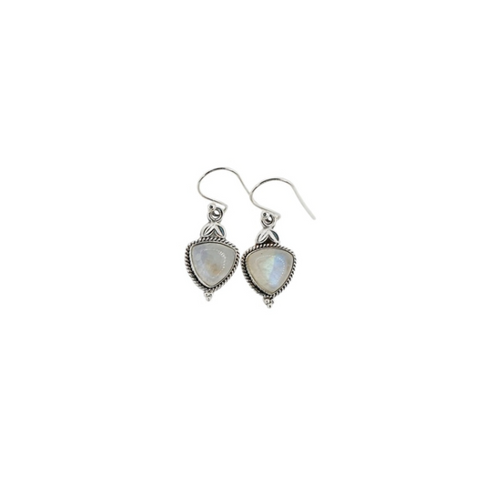 Aros piedra luna corazón