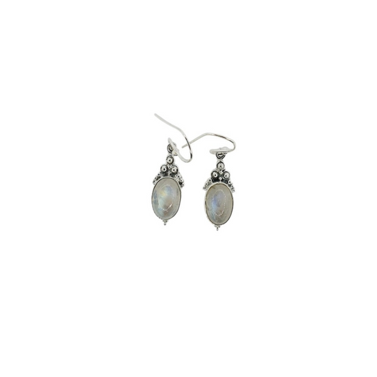 Aros con piedra lunar oval