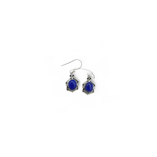 Aros estilo filigrana con lapislázuli oval