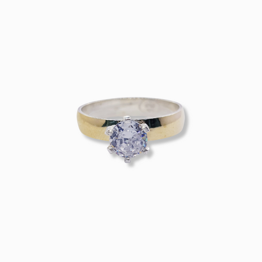ANILLO SOLITARIO CLÁSICO EN BANDA DE ORO