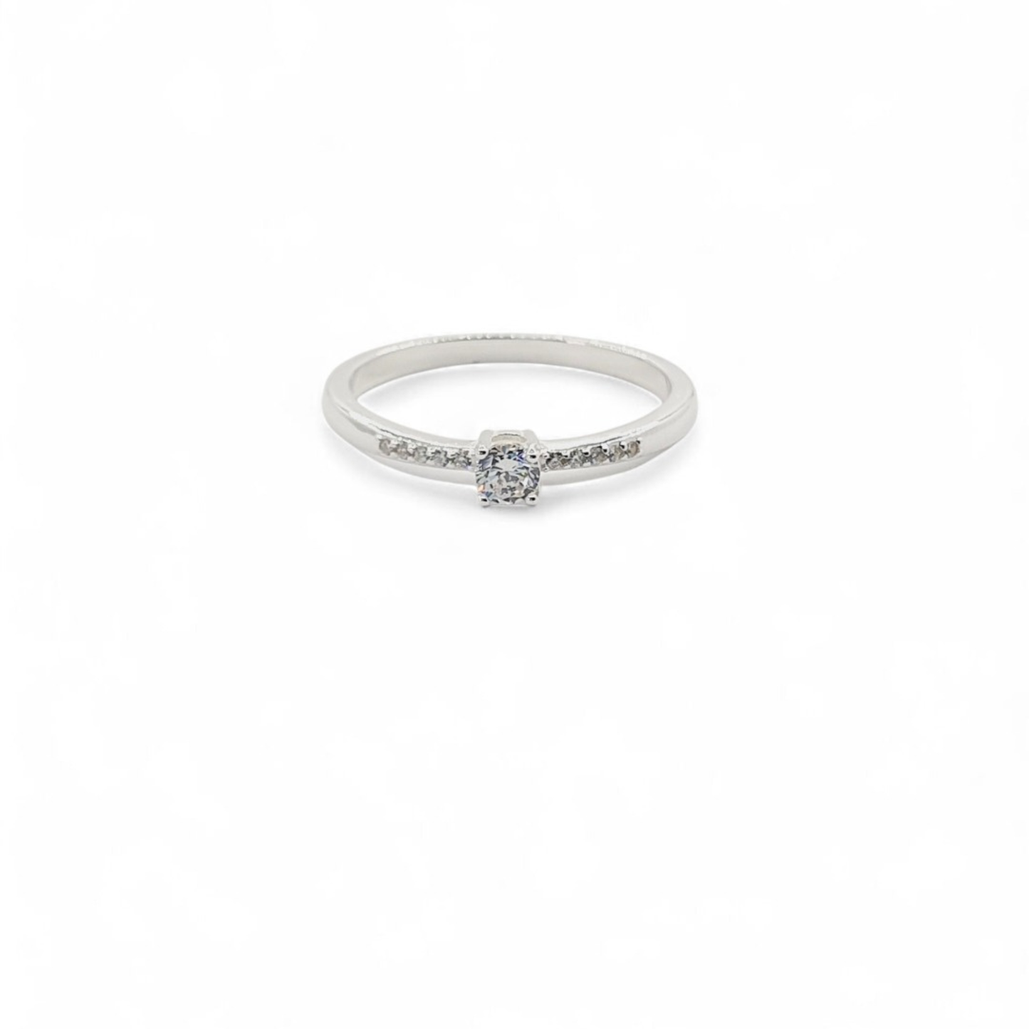 Anillo Solitario de Plata Italiana 925 con Circones