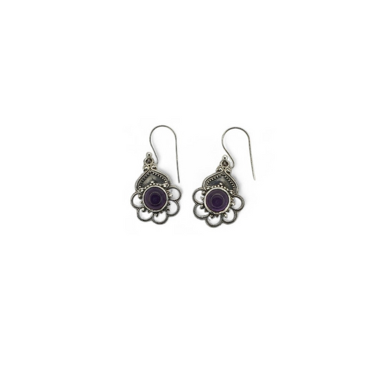 Aros con amatista diseño floral