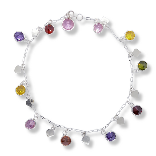 TOBILLERA CORAZONES Y COLORES