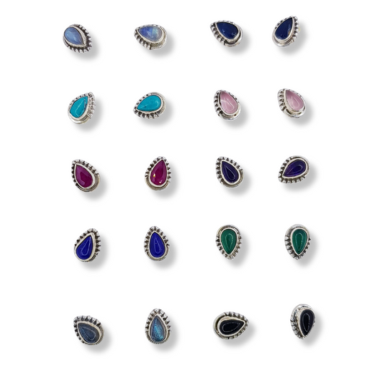 SET DE AROS CON PIEDRA NATURA EN FORMA DE GOTA