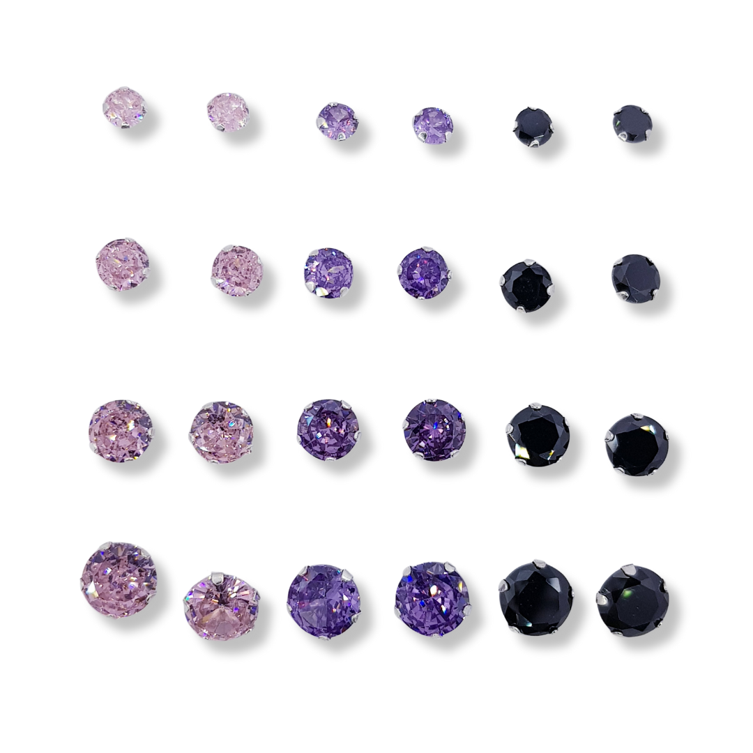 SET DE AROS REDONDOS CON PIEDRAS DE COLORES