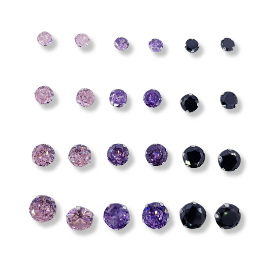 SET DE AROS REDONDOS CON PIEDRAS DE COLORES