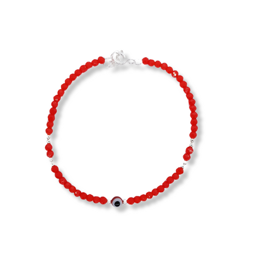 PULSERAS PROTECTORAS CON CRISTALES Y OJO TURCO ROJO
