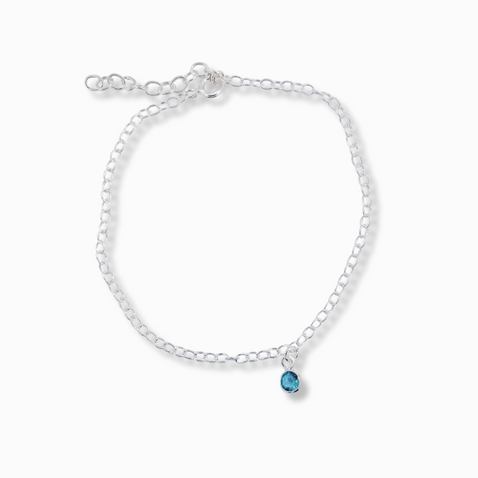 PULSERA DE PLATA CON DIJE AZUL