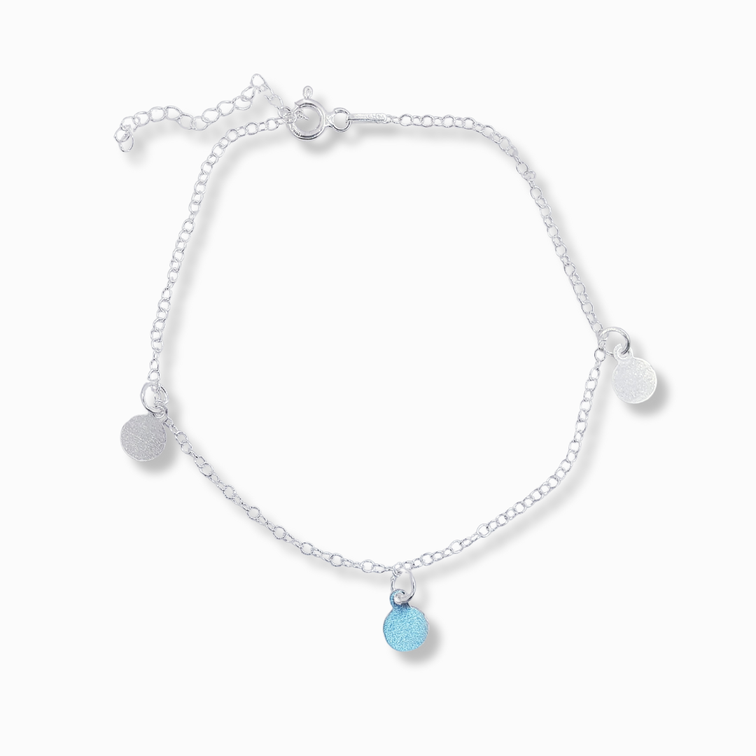 PULSERA DE PLATA CON DIJES CIRCULARES MATE