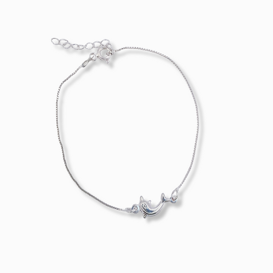 PULSERA DE PLATA CON DIJE DE DELFÍN CENTRAL