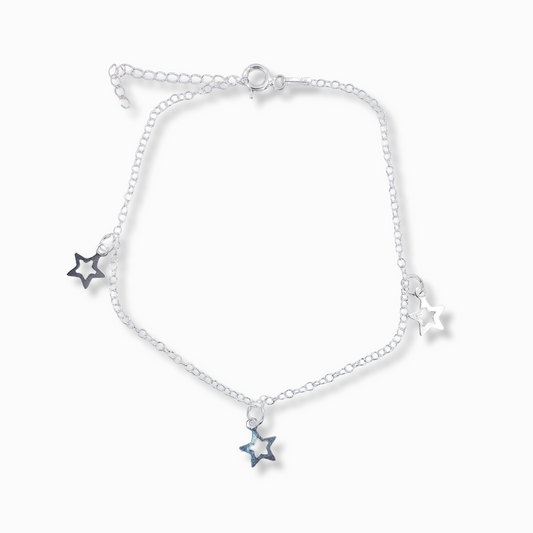 PULSERA CON ESTRELLAS HUECAS DE PLATA