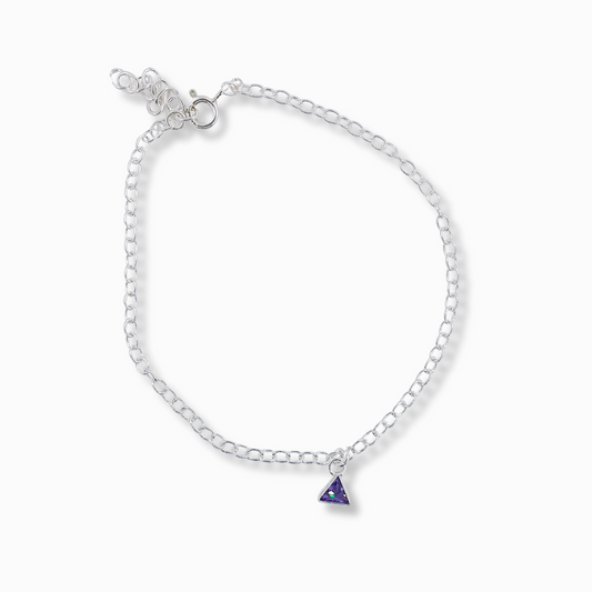 PULSERA DE PLATA CON DIJE TRIANGULAR AMATISTA