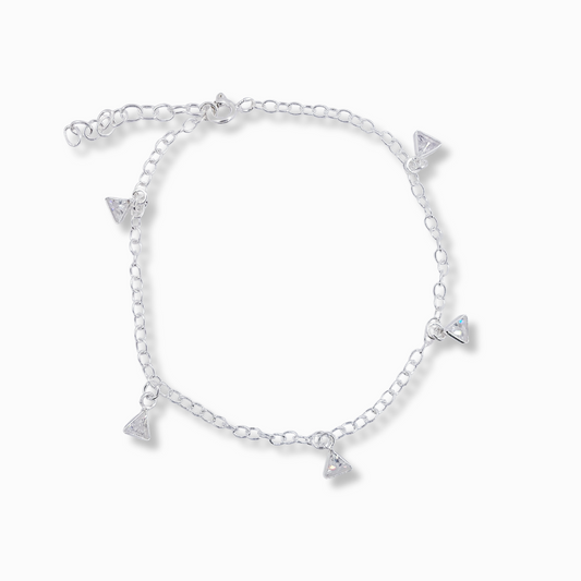 PULSERAS DE PLATA CON CIRCONES FORMA DE TRIANGULO